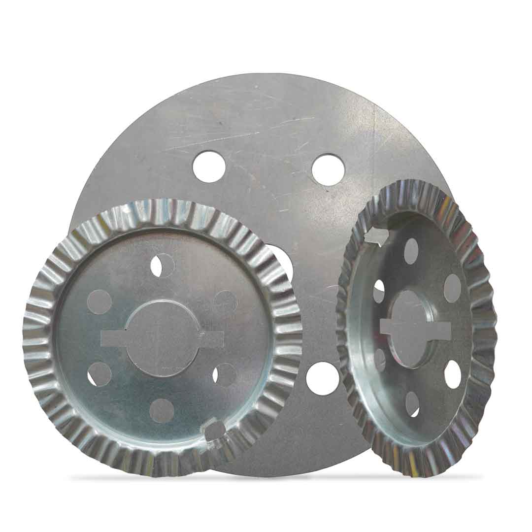Flange in alluminio e riduzioni in lamiera per dischi di pulitura